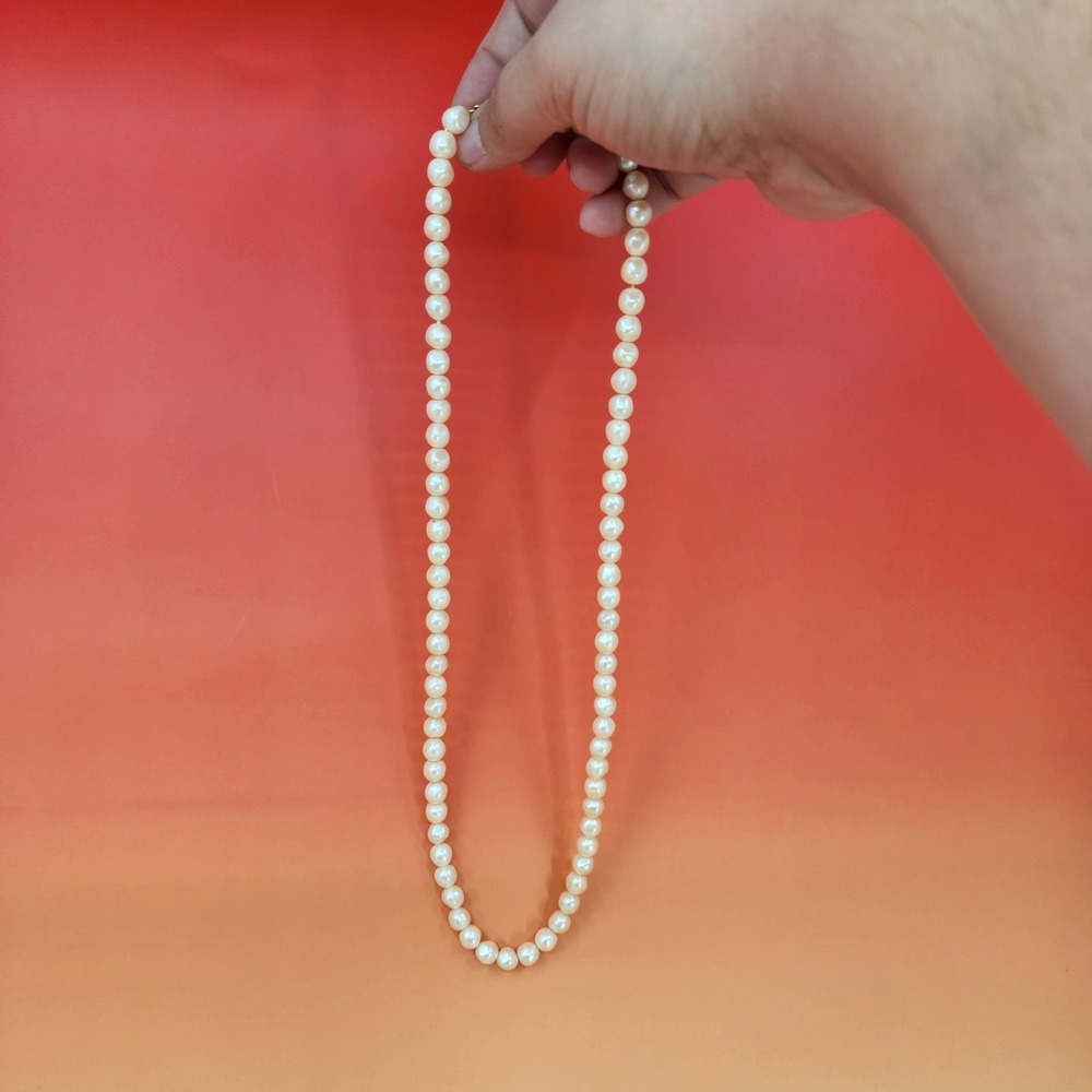 Real Pearl Necklace Cream Baroque Pearls Gold Tone Clasp Vintage Bridal Gift